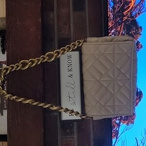 Zara quilted chain strap shoulder bag cream color